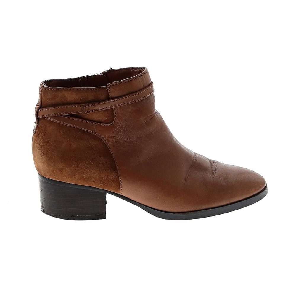Lauren Ralph Lauren LRL Mixed Leather Block Heel Zip Up Ankle Boots Women's